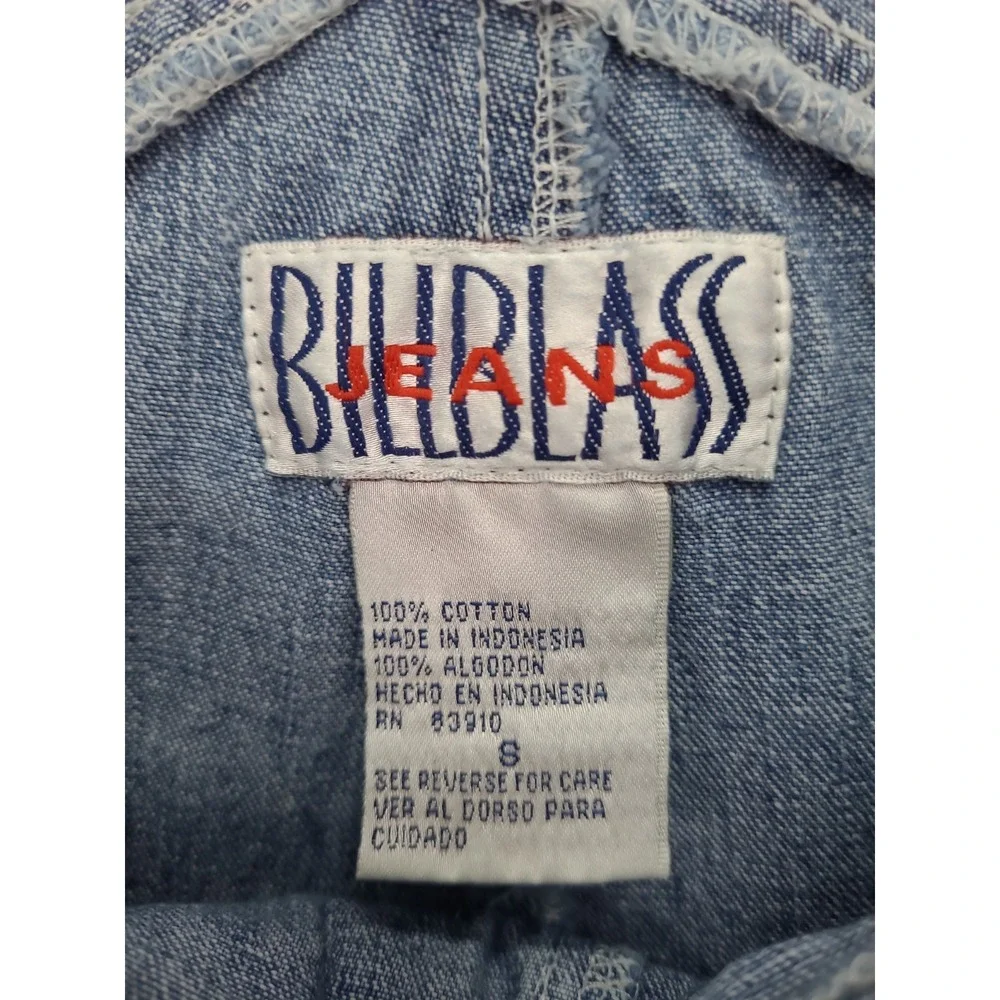 Vintage 90's Bill Blass Jeans Denim‎ Overall Shorts Women's Sz S Blue Distressed